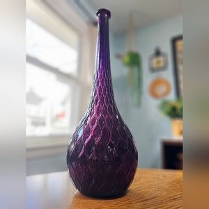 Vintage 60's Amethyst Purple Guildcraft Empoli Quilted Teardrop Genie Decanter